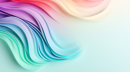 Smooth wavy lines of rainbow colors abstract background with a predominance of mint shades for web design. Colorful gradient