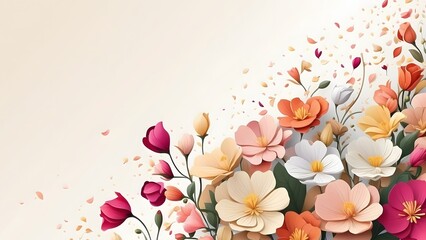 Floral background with colorful flowers. Vector illustration for your design.