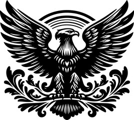 Obraz premium eagle, hawk, bird silhouette flowers ornament decoration, floral vector design. 