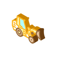 compact loader construction vehicle isometric icon vector illustration