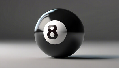 No. 8 black billiard ball on isolated white background  