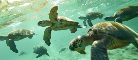Loggerhead sea turtles.