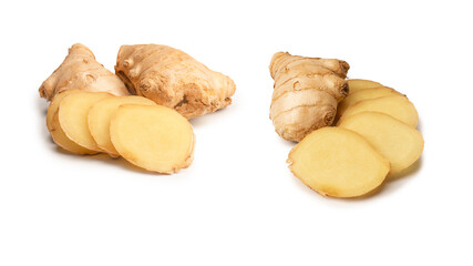 Ginger root isolated on white background.