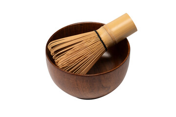 Bamboo crown and bamboo bowl isolated on a white background.