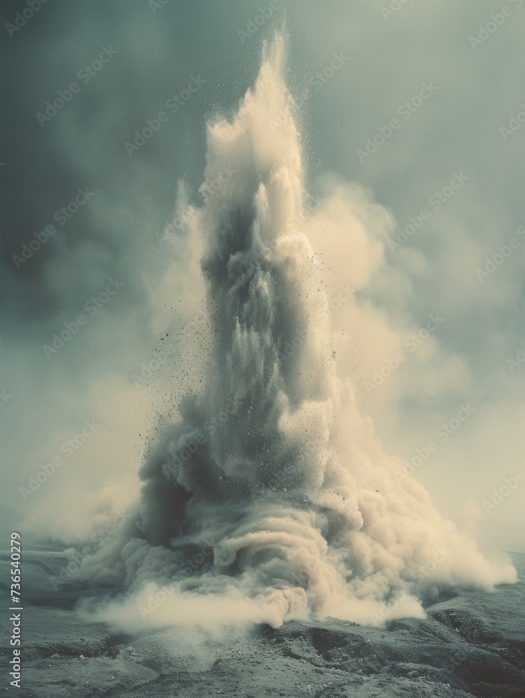 Poster massive wave crashing into the ocean. generative ai.
