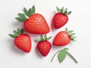 strawberry berries on a white background, origami, paper layers, paper art
