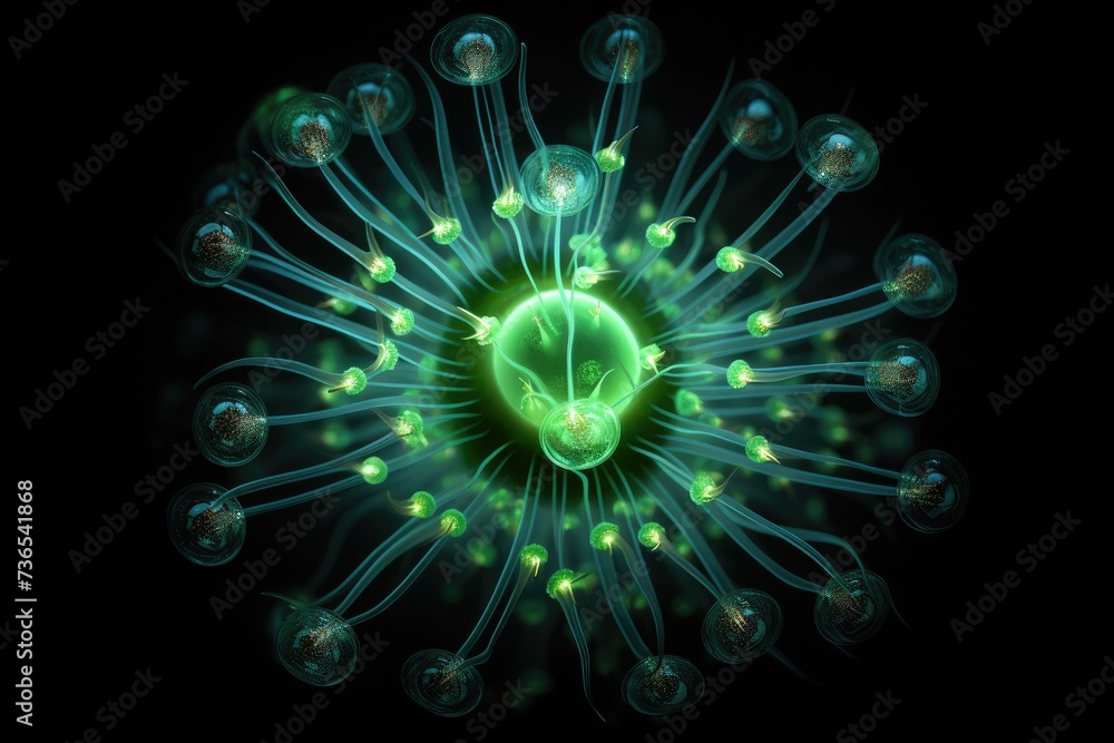 Poster a close up of a clock on a flower. generative ai.