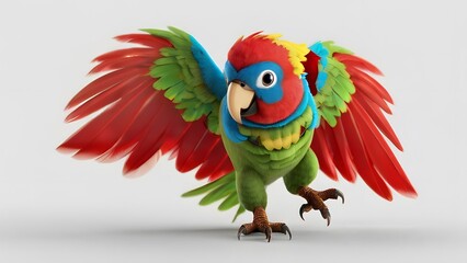 colorful macaw parrot on white background