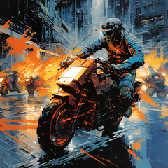 cyberbiker on motorcycle