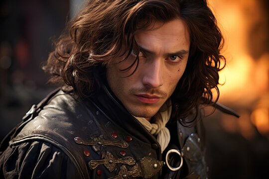 Handsome Young Musketeer in 17th Century Costume