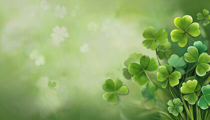 Illustration of 4 leaf clovers with text space lucky clover for st patrick's day