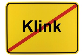 Illustration eines Ortsschildes der Gemeinde Klink in Mecklenburg-Vorpommern