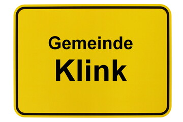 Illustration eines Ortsschildes der Gemeinde Klink in Mecklenburg-Vorpommern