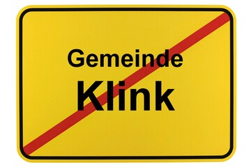 Illustration eines Ortsschildes der Gemeinde Klink in Mecklenburg-Vorpommern