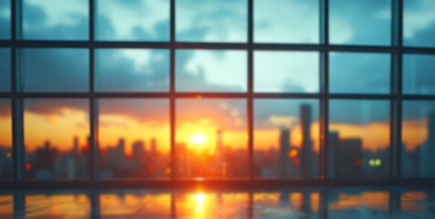 Office Building in the City. Blurred Office Interior Background.	