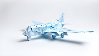 Privat Jet Flugzeug in geometrischen Formen, wie 3D Papier in weiß wie Origami Falttechnik Symbol Wappen Logo Vorlage Flugverkehr, Flieger, Papierflieger, Beförderung, Logistik, fliegen - obrazy, fototapety, plakaty