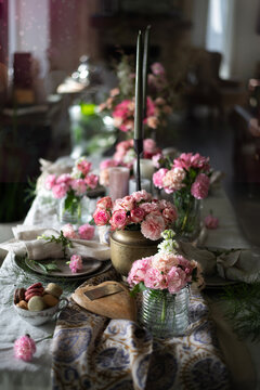 Beautiful spring, easter, tablescape for a wedding or a family gathering 