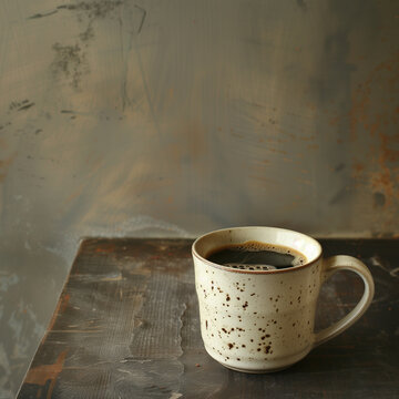 Cup of Coffee on Rustic Table - High-Resolution Image