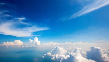 Naklejka na ściany i meble blue sky background and white clouds soft focus and copy space