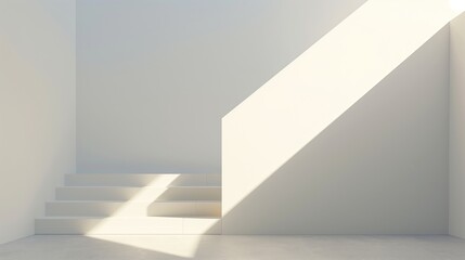 White Empty Staircase Bathed in Natural Sunlight