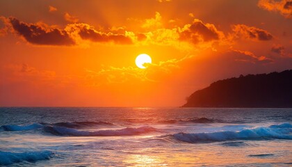 big sun and sea sunset