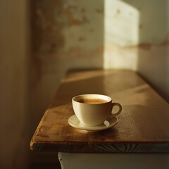 Serene Coffee Break During Travel in Rustic Setting