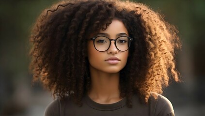 short light skinned black female, long curly with no frizz brown hair, glasses, freckles, brown eyes, no imperfections