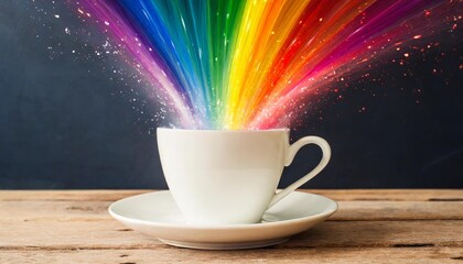 rainbow explosion in the coffee cup generated