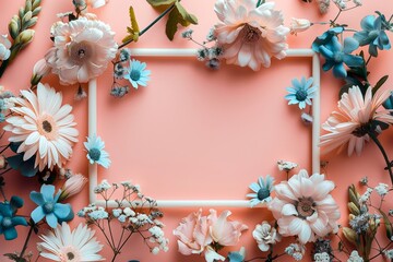 A delicate floral design adorns a white frame, capturing the beauty and fragility of cut flowers