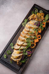 Delicious meat dishes in a restaurant or pub. Close-ups