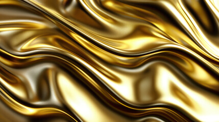 Luxurious Golden Metallic Wavy Texture Background.