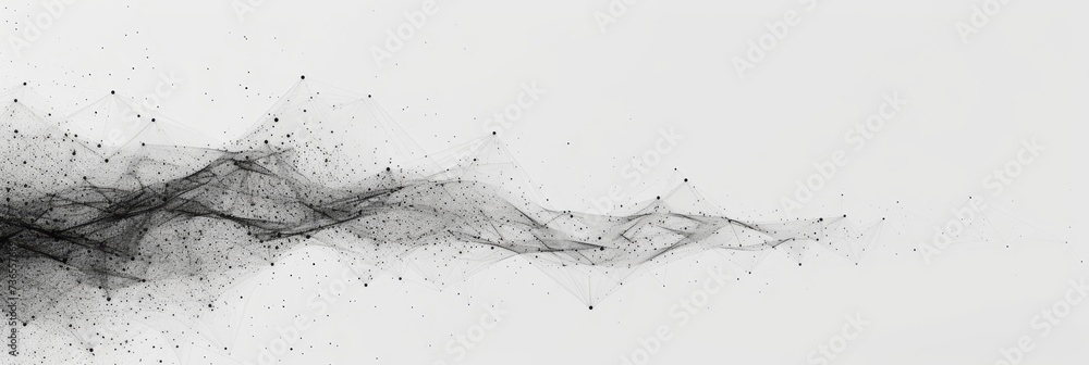 Poster geometric molecules and lines on white gray background, vector tech design with text space.