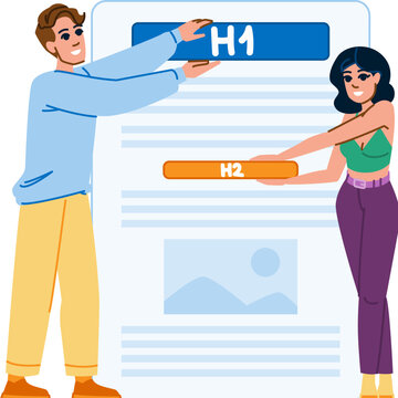 seo header tags h1 h2 vector