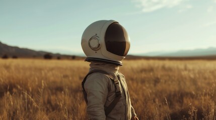 A small child imagines himself to be an astronaut in an astronaut's helmet. --ar 16:9 --v 6 Job ID: 934cb784-7193-45ab-a9ba-2c8453817fac