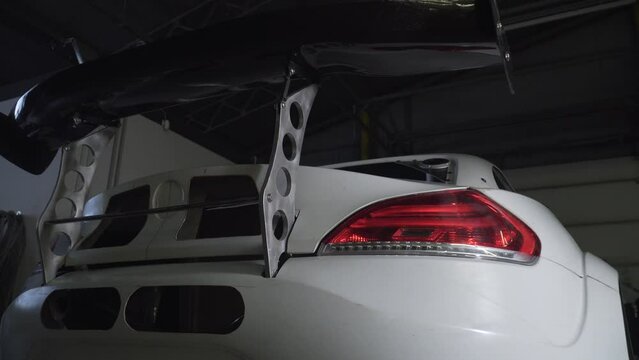 Tuning car. engine in garage. the drift car . Car service. Close-up, Car Repair at Service station. avttomobile engine block at service station, brake pads, polishing cars, automobile 