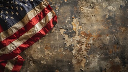 American flag lies freely on concrete board. --ar 16:9 --v 6 Job ID: 36a0cefe-71d5-429a-b88d-fa7ad1e485fc