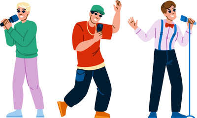 sing singer man vector