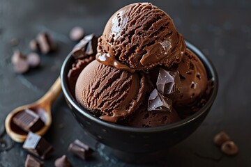 Delicious brown chocolate ice cream.