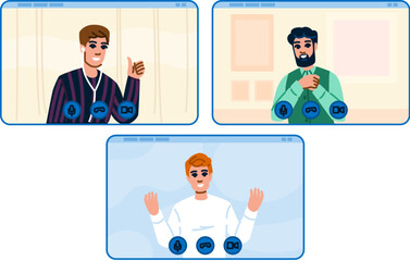 chat webinar video conference man vector