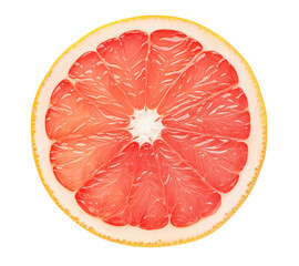 One slice of pink grapefruit cutout