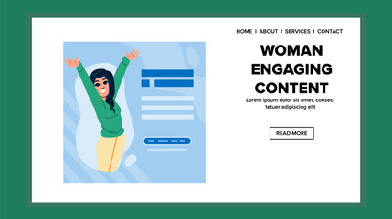 media woman engaging content vector