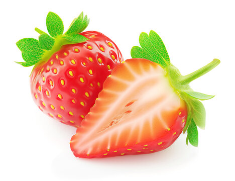 Strawberry cross section isolated on white. Generative AI