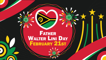 Father Walter Lini Day vector banner design. Happy Father Walter Lini Day modern minimal graphic poster illustration.