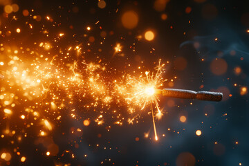 A spark igniting a chain reaction of fireworks, symbolizing the catalytic effect of a single idea on a multitude of creative expressions. Concept of idea ignition. Generative Ai.