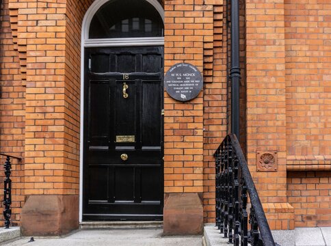 A plaque to WHS Monck in Earlsfort Terrace in Dublin, Ireland. Monck was an Irish astronomer and the first person to measure starlight electrically.