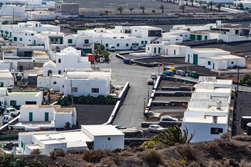 white typical rural farm houses in the village of Uga in Lanzarote,