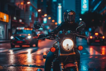 Schilderijen op glas motor bike in the night © haxer