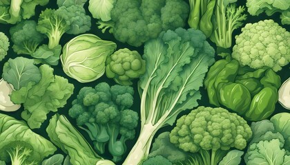 Obraz premium Assortment of Fresh Green Leafy Vegetables