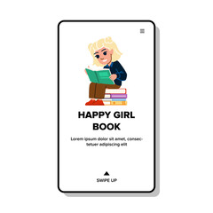 woman happy girl book vector