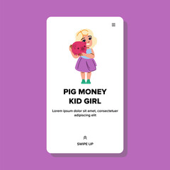 save pig mney kid girl vector